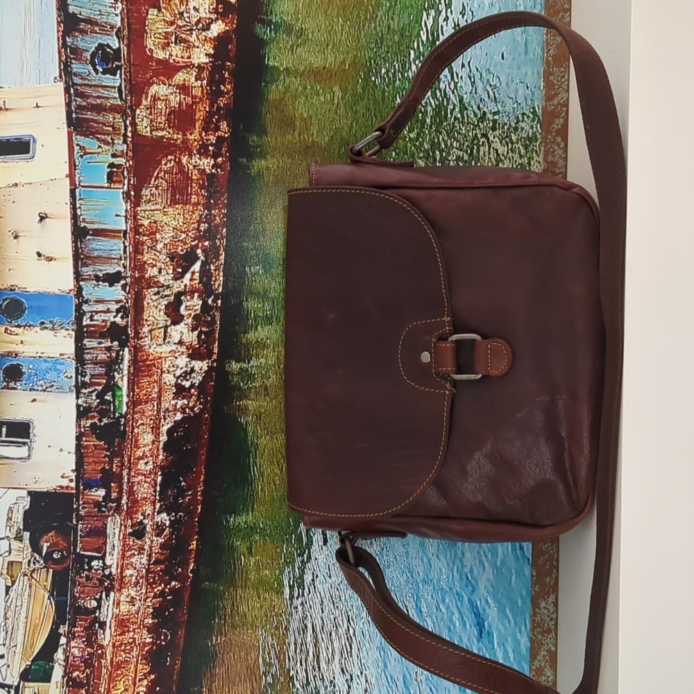 Jack Georges Voyager Olivia Brown Leather Adjustable Crossbody Saddle Bag